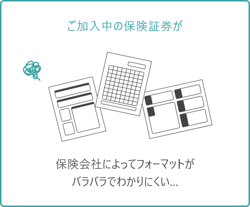 ご加入中の保険証券が保険会社によってフォーマットがバラバラでわかりにくい…